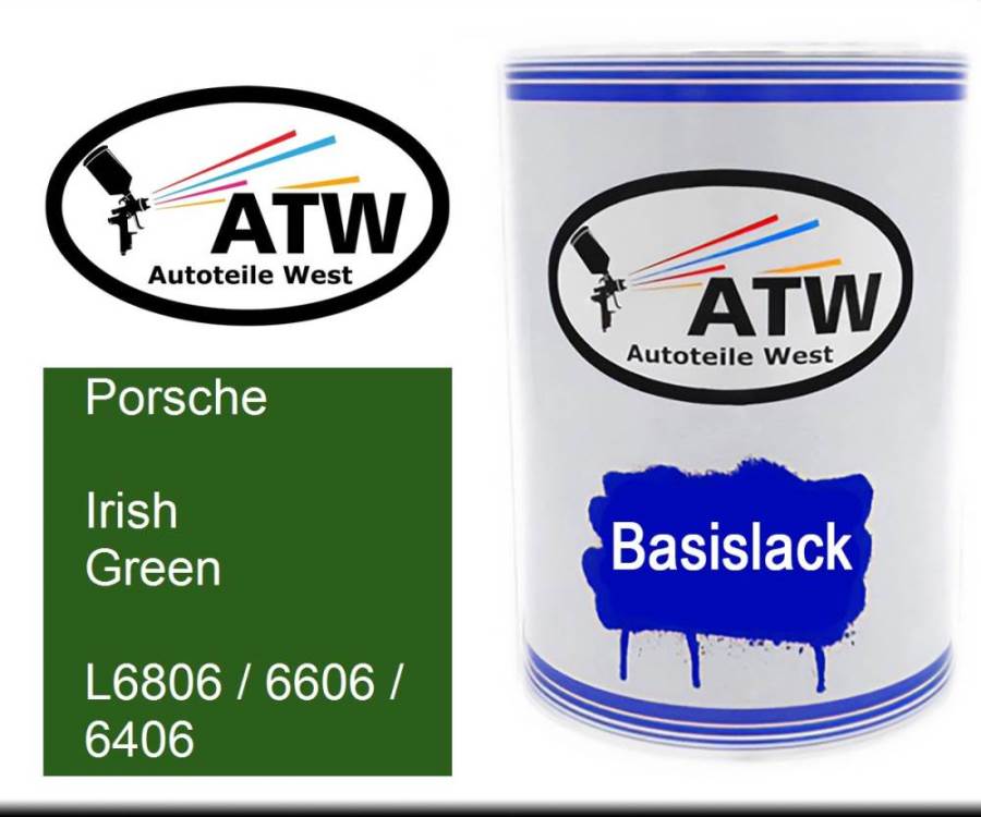 Porsche, Irish Green, L6806 / 6606 / 6406: 500ml Lackdose, von ATW Autoteile West.